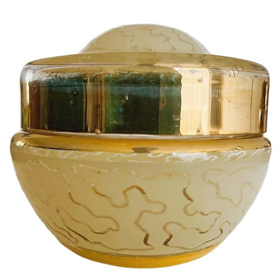 Image 1 of Scatola per gioielli Art Déco in vetro con motivo giallo oro 1950