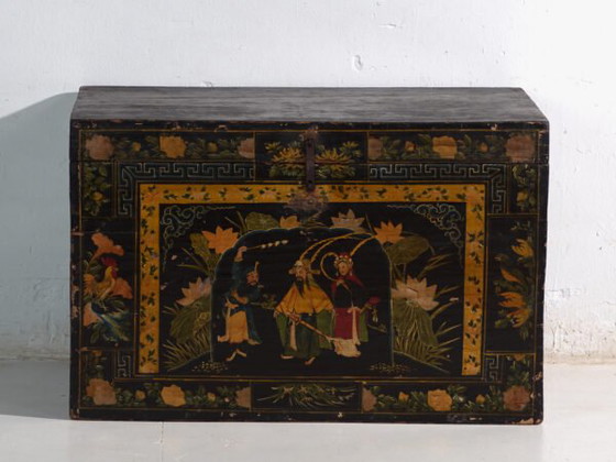 Baule antico laccato nero in legno di pino – Cina, circa 1900 – Armadi contenitori, Iron (photo 32 of 40)