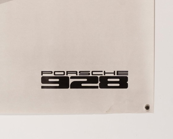 Image 1 of Porsche 928 Rossa Sezione Spaccata – Poster originale vintage Porsche degli anni '80 – Arte automobilistica – 76x102 cm