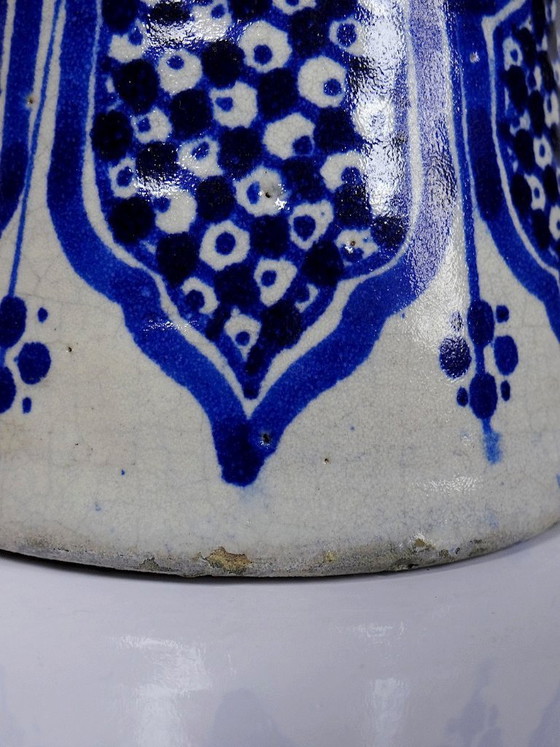 Image 1 of Large Moroccan vase/jar, Fez, handmade Khabia ceramic, 19th-20th century, cobalt