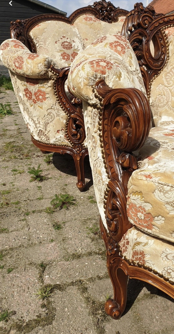 Image 1 of Italiaanse barok bank met fauteuils 
