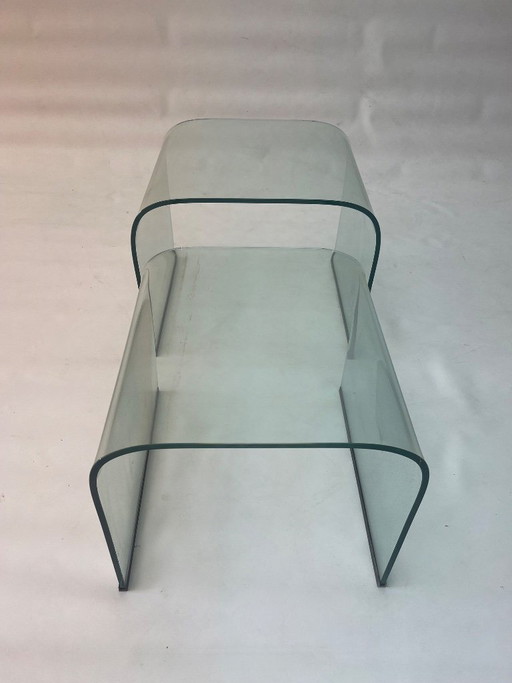 Par de mesitas auxiliares de cristal Fiam, Italia, década de 1980. – bijzettafels, Glass (photo 2 of 6)