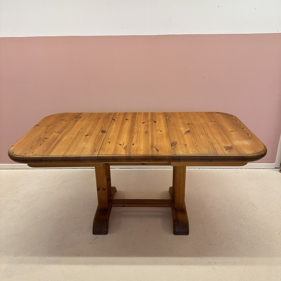 Image 1 of Table de salle à manger extensible en pin des années 1970