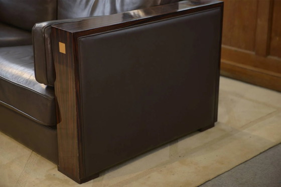 Minimalist leather and Macassar ebony canapé from the 1980s. – 3-5 seaters, Wood, Design (photo 9 of 15)