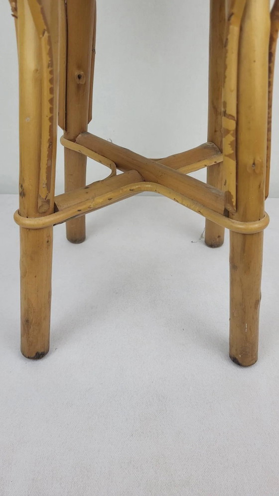 Sgabello/tavolino vintage anni '70, rattan – Tavolini, Wicker (photo 5 of 6)