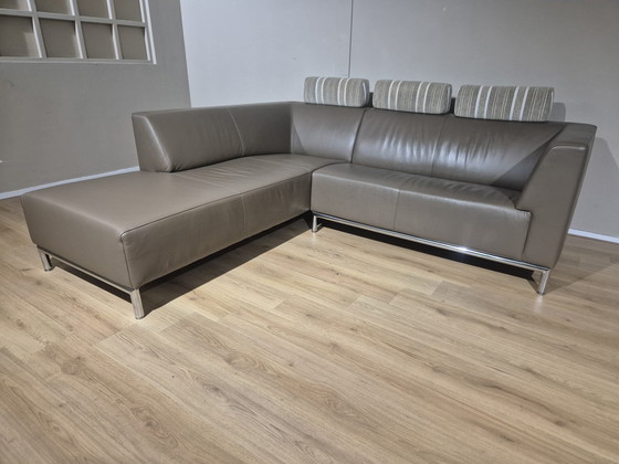 Image 1 of Canapé d'angle Montel - Marron - Cuir - Appuie-têtes - Design