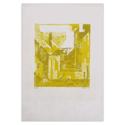 Monique PEHEM (BRETON-PROUTÉ) Signée Linogravure Octobre 1975 – lithos zeefdrukken, Paper (photo 2 of 5)