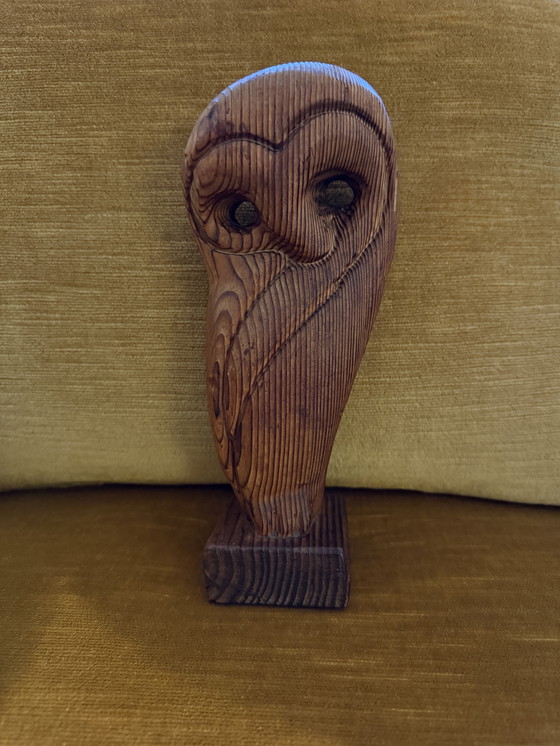 Image 1 of Mid-Century brutalistische houtsculptuur uil, Skandinavisch plm. 1960