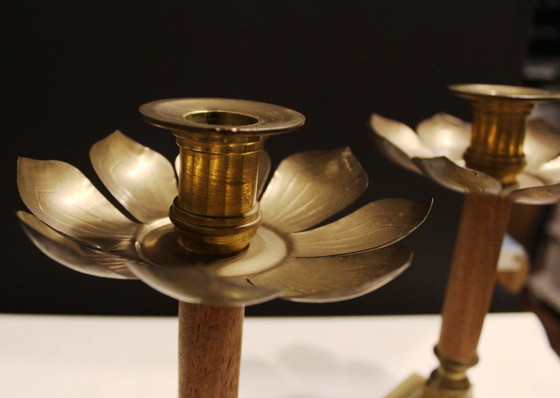 Image 1 of 2 Art Nouveau candle holders in the shape of a blossoming flower