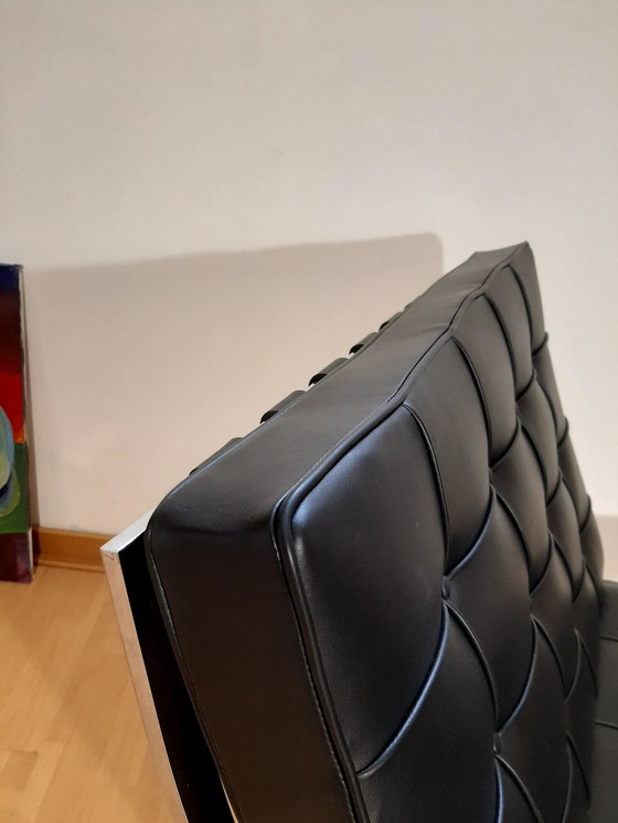 Image 1 of Knoll Set Barcelona New-Never Used Black Leather Design by Ludwig Mies Van Der Rohe and Lilly Reich (1929)