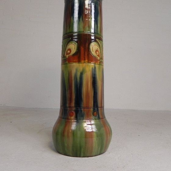 Image 1 of Flemish flowerpot on pedestal, ceramic, 1920s