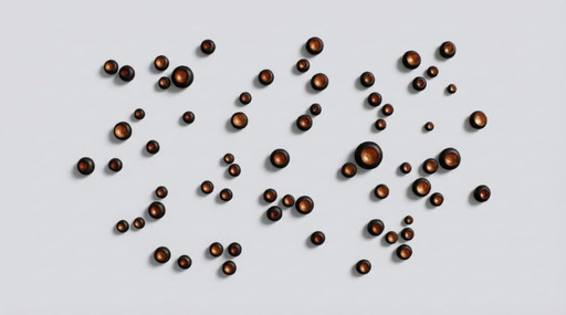 3D Black & Copper Metallic Wall Art Pods: Modern Sculptural Installation, Set of 60