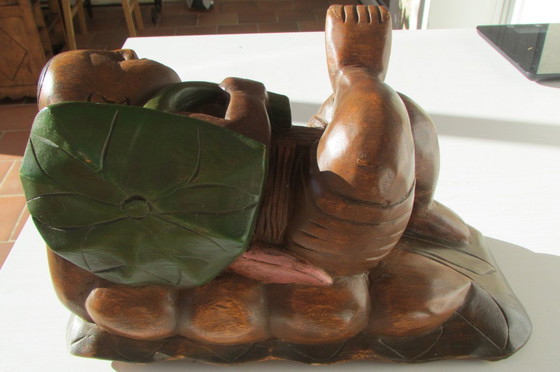 Image 1 of Statuetta in legno, Buddha policromo