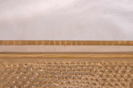 Art-déco-Servierplatte aus gepresstem Glas, sechseckig, rosa-orange, 27 cm – Tafelgeschirr (photo 8 of 11)