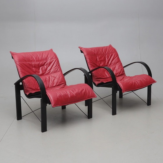 Image 1 of IKEA - Tord Björklund - Armchair - Leather, Wood, Metal - Pair of armchairs - 'Polhem'