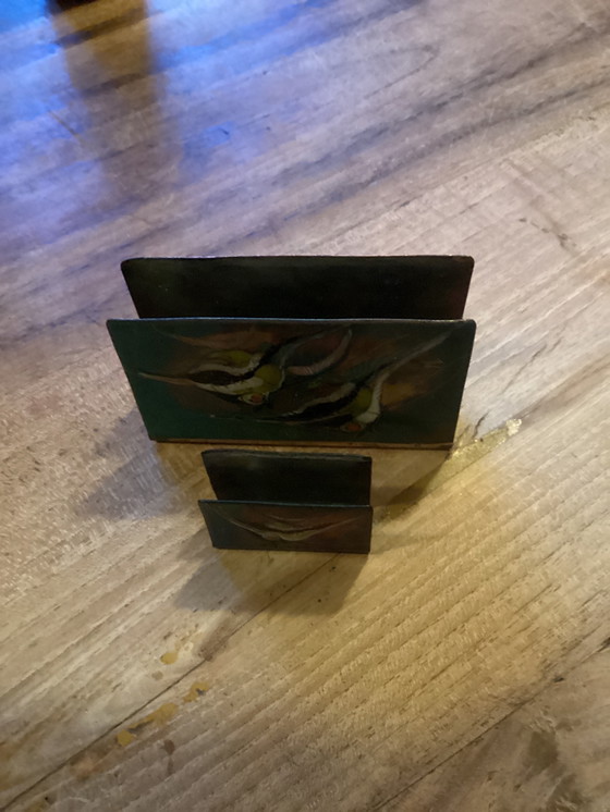 Image 1 of Emaille vintage Luciferhouders van Nelly Damsma uit 1960/1970