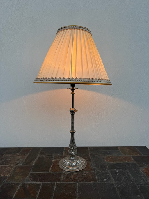 Zilverkleurige metalen tandwiellamp jaren 60