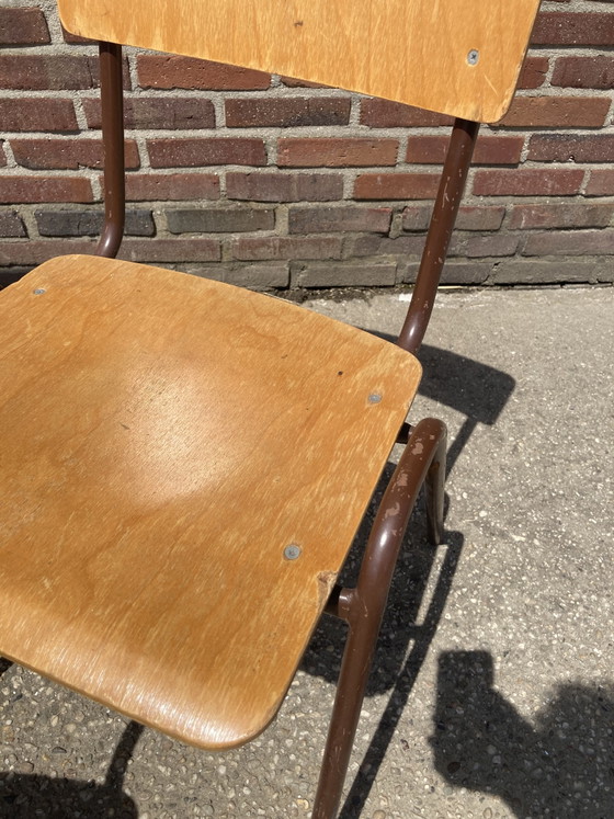 Stapelstoelen Schoolstoelen Vintage – Eetkamerstoelen, Metal, Wood (photo 8 of 8)