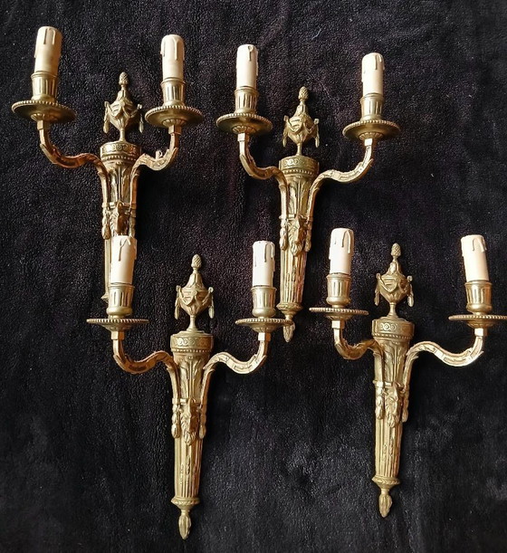 Image 1 of Bronze wall lights in the Louis XVI, Empire, and Neoclassical styles