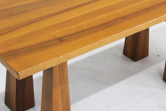 Vintage dining Table 1960s Italy, Eettafels, Hout, Bruin, 1970 (foto 7 van 9)