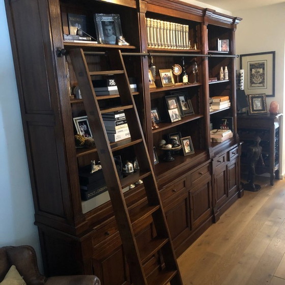 Image 1 of Eichholtz boekenkast bibliotheek kast King William + ladder - 322 cm