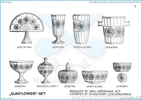 Image 1 of Large Vintage Sunflower Glass Vase: Bohemia Glass, Czech Republic, 1960s