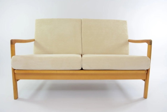 Image 1 of Cream corduroy BZ sofa bed