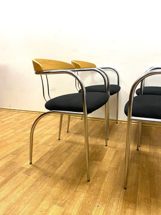 Image 1 of Set da pranzo, stile metà secolo, struttura in tubi cromati, anni '70