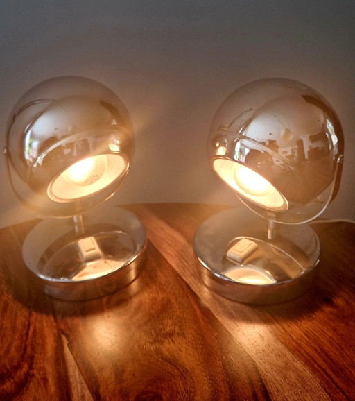 Paar lampen in verchroomde space age stijl 1960