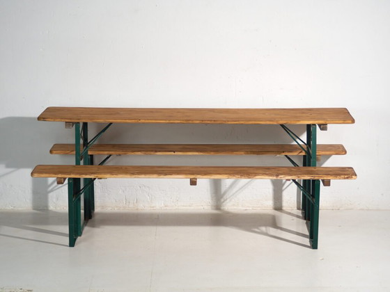 Set da birreria antico, tavolo e due panche – Germania, circa 1960 – Set da giardino, polished steel, Rustic (photo 25 of 40)