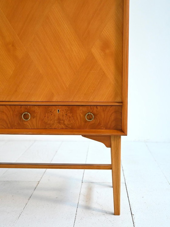 Image 1 of Elm and root veneer cabinet by AB Seffle Möbelfabrik, 1950s
