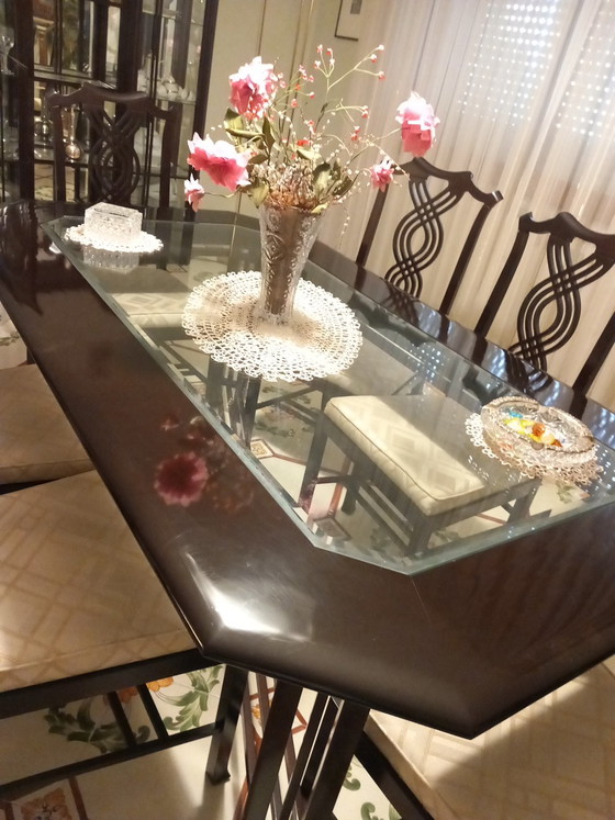 Image 1 of Table with 6 Giorgetti chairs from the 70s