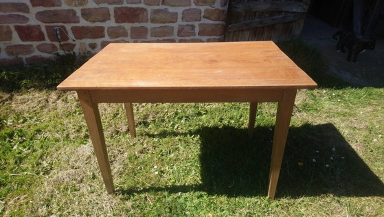 Tavolo con gambe affusolate, abete e faggio – Tavoli da pranzo, Wood, Vintage (photo 13 of 14)