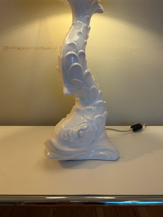 Image 1 of Große Tischlampe aus weißer Keramik, Capodimonte Italien, 1960er