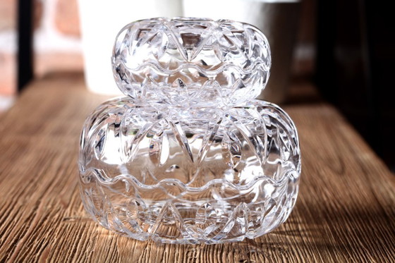 Image 1 of Set van 2 vintage kristallen glazen doosjes: handgemaakt met geometrisch motief, RCR Italië jaren 70