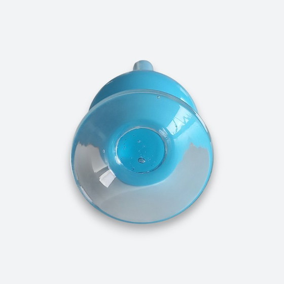 Image 1 of Mid-century studio art glass vaas – opaline cased glass – turquoise – mondgeblazen – Europa (2e helft 20e eeuw)