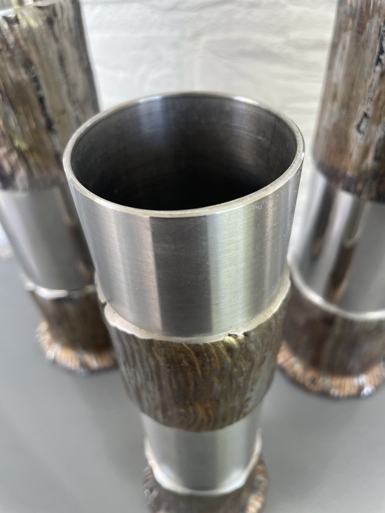 Image 1 of Satz von 3 brutalistischen Metallen aus Duitsland aus den Jahren 60/70