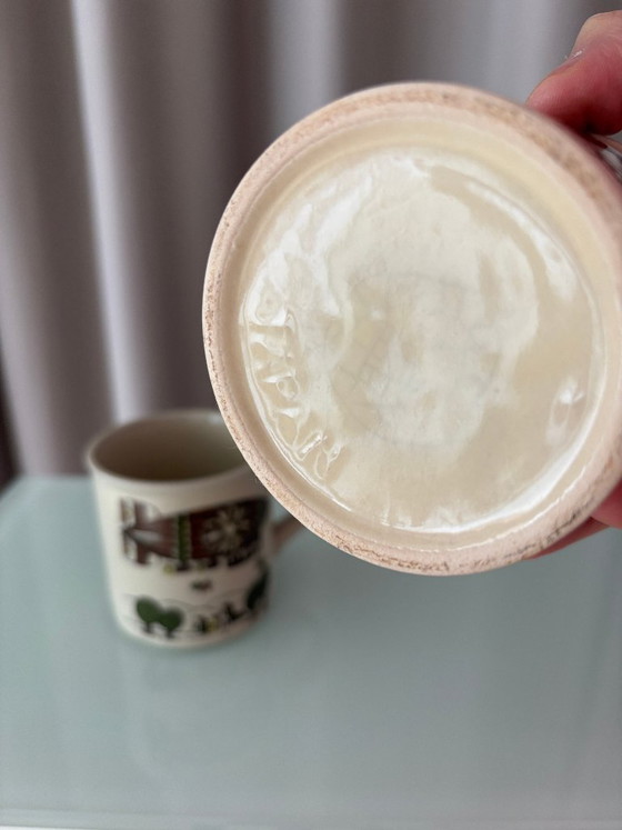 Twee keramische mokken met luchtschip- en Vikingschipmotieven, Otagiri, Keukenaccessoires, Keramiek, Crème (foto 4 van 6)