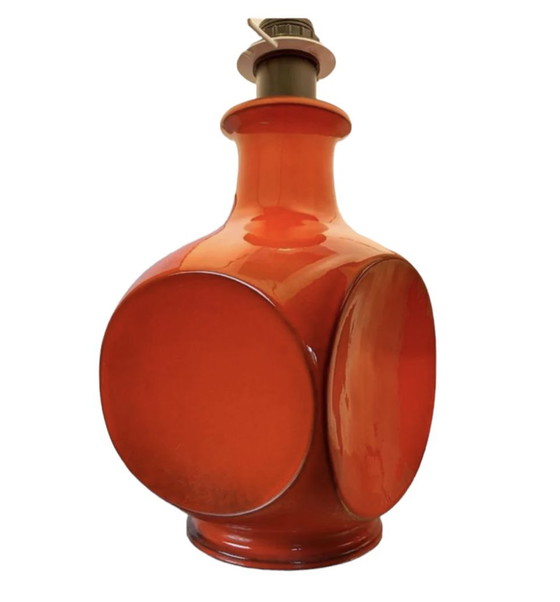 Image 1 of Ensemble de lampes de table en céramique orange par Cari Zalloni, Italie, années 1970