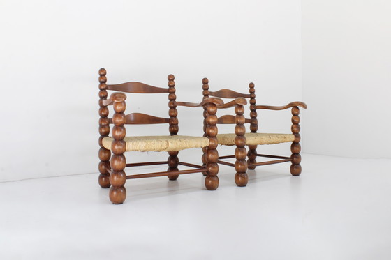 Image 1 of Fauteuils vintage en fuseau Charles Dudouyt 1940s