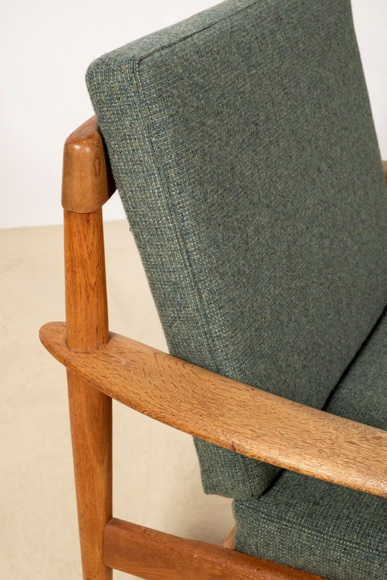 Fauteuil Grete Jalk Modèle PJ56 en Chêne, Danemark années 1950 – Poul Jeppesen, Textile, Wood (photo 10 of 13)