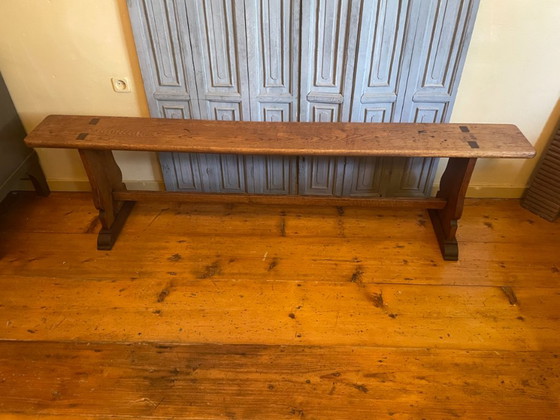 Lunga Panca da Chiesa in Rovere Francese 170 Cm. – Panche, Wood (photo 2 of 13)
