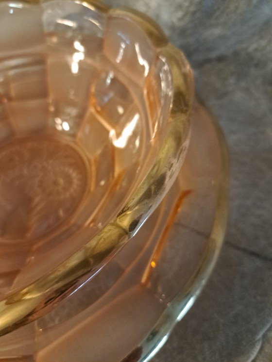 Image 1 of Roze persglas jaren 30 schalen set
