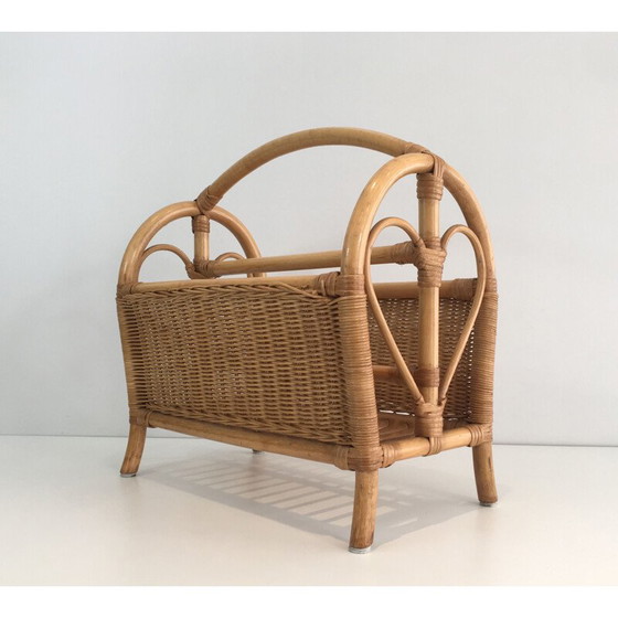 Image 1 of Vintage Rattan magazine rack 1970