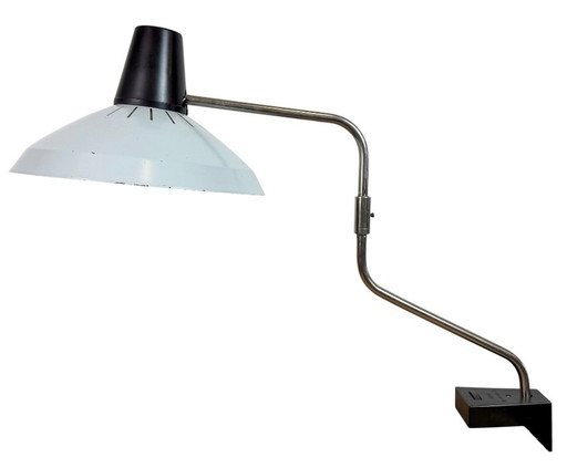 Grijze industriële bureaulamp van Elektrosvit uit de jaren 70, geschikt voor in een fabriek.