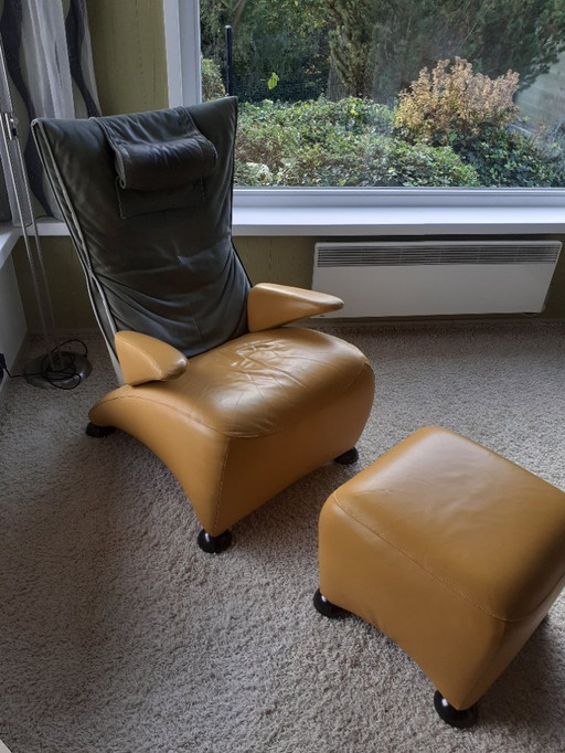 poltrona vintage Jori con poggiapiedi