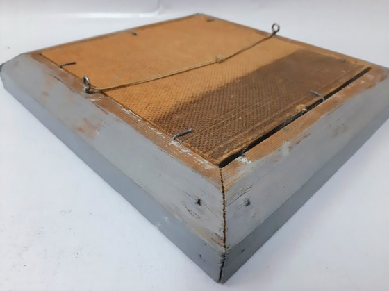 Image 1 of Dipinto ad olio d'epoca su pannello di truciolato, raffigurante fiori in un vaso