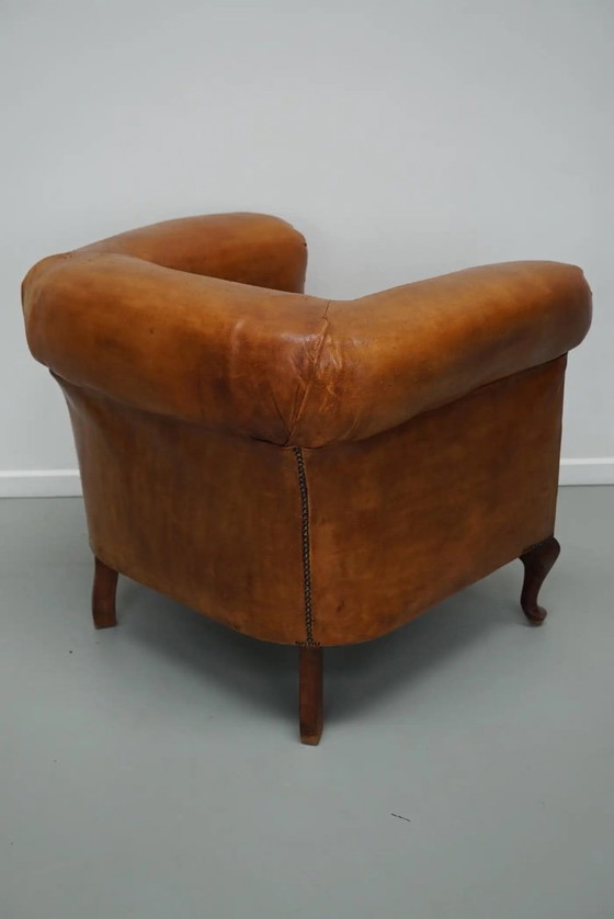 Image 1 of Vintage Nederlandse cognackleurige leren clubfauteuil