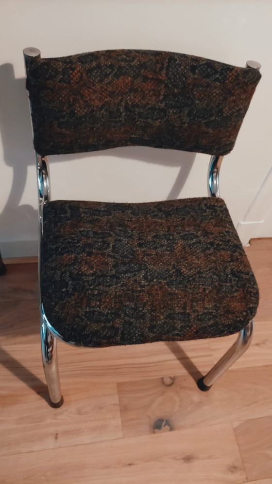 Image 1 of 3 Vintage buisframe eetkamer stoelen chroom 