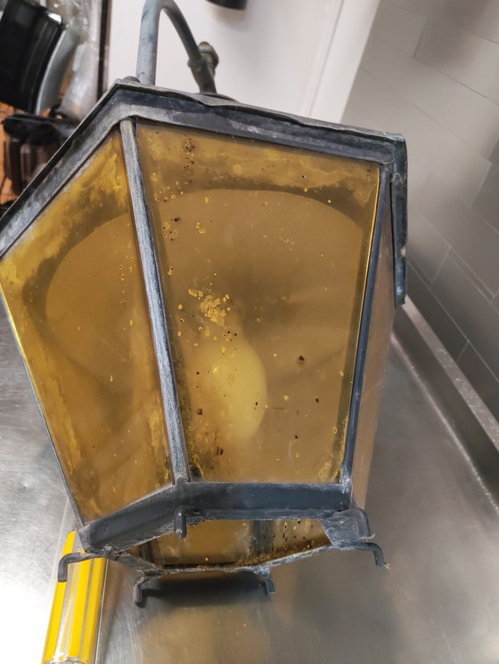 Image 1 of Antique Claude Lefebvre Copper Street Lantern & Wall Bracket